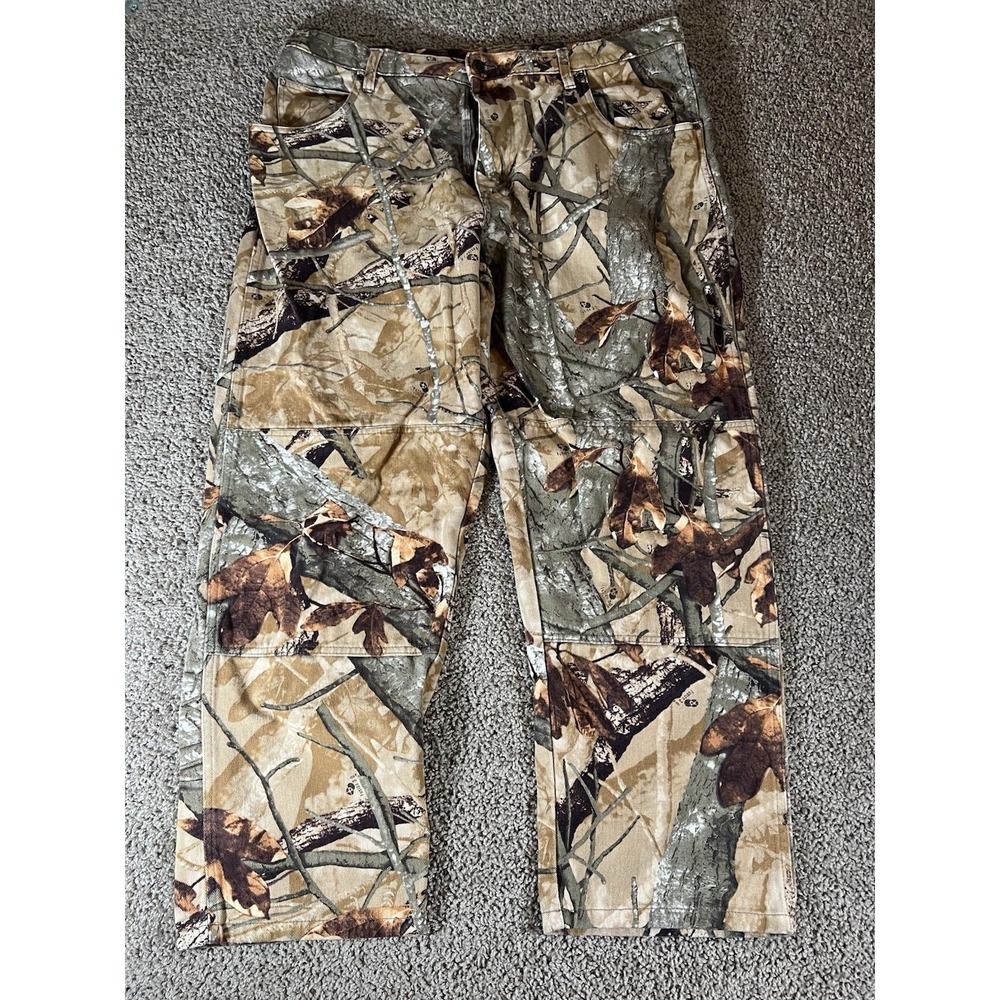 Vintage 90s Wrangler Realtree Hardwood Y2K Skater Hunting Baggy Camo Pants 40x30
